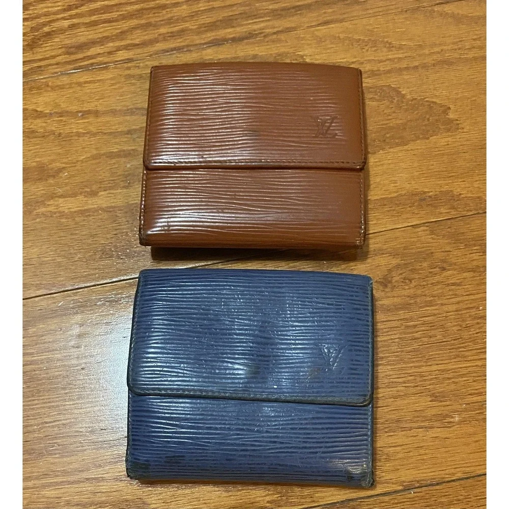 Used Lots of‎ 2 Auth Louis Vuitton Eli Leather Blue Coffee Trash Poor Condition